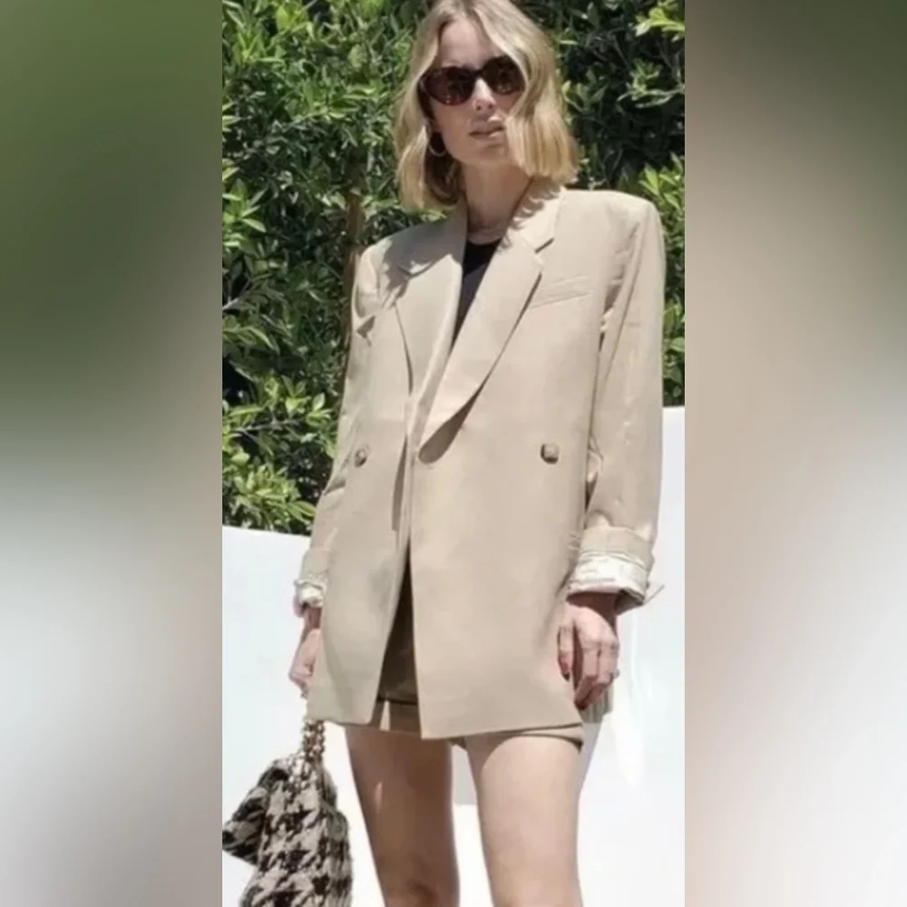 NWT Anine Bing Cream Blazer Modern Minimalist Suit Jacket Oversized - Picture 1 of 8